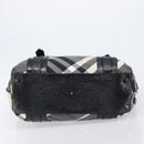 BURBERRY Nova Check Tote Bag Nylon Black Silver Auth 205247A-5