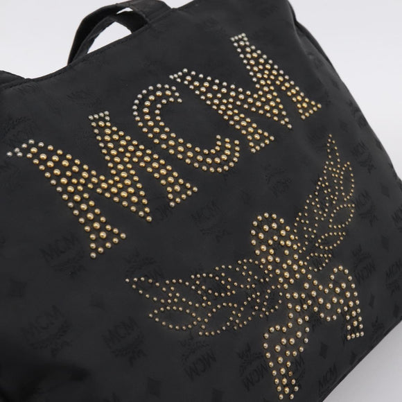 MCM Logogram Vicetos Tote Bag PVC Black Gold Auth 205249