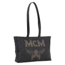 MCM Logogram Vicetos Tote Bag PVC Black Gold Auth 205249-1
