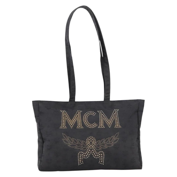 MCM Logogram Vicetos Tote Bag PVC Black Gold Auth 205249