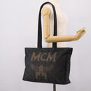 MCM Logogram Vicetos Tote Bag PVC Black Gold Auth 205249-20