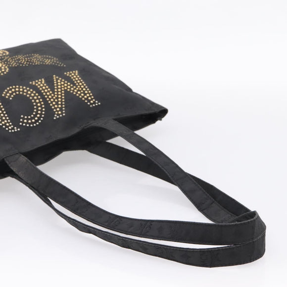 MCM Logogram Vicetos Tote Bag PVC Black Gold Auth 205249