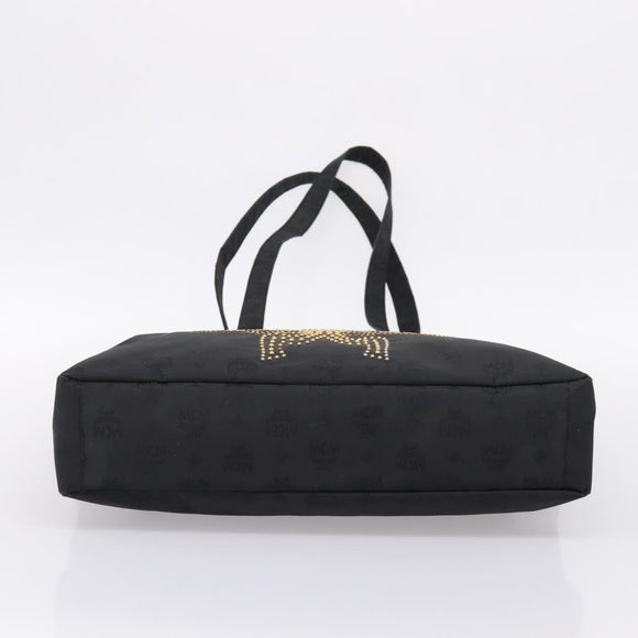 MCM Logogram Vicetos Tote Bag PVC Black Gold Auth 205249