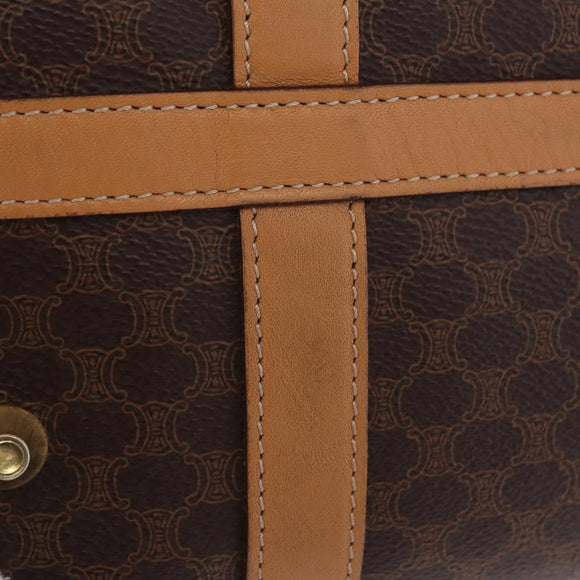 CELINE Macadam Canvas Hand Bag PVC Leather Brown Gold Auth 205250V