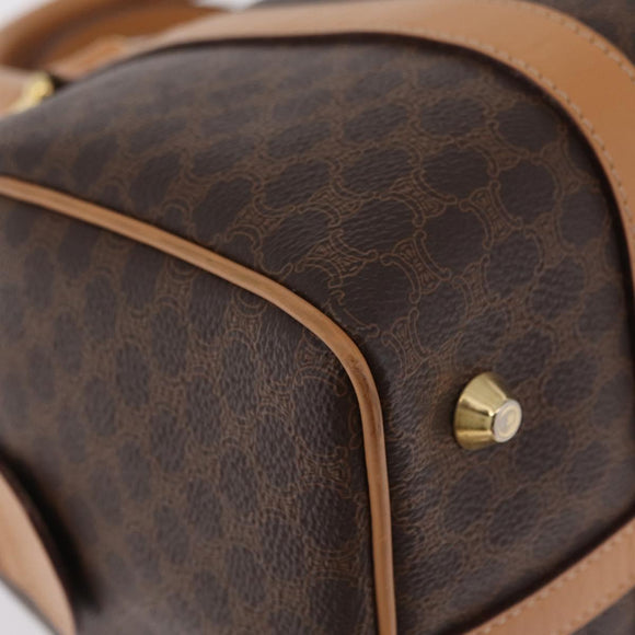 CELINE Macadam Canvas Hand Bag PVC Leather Brown Gold Auth 205250V