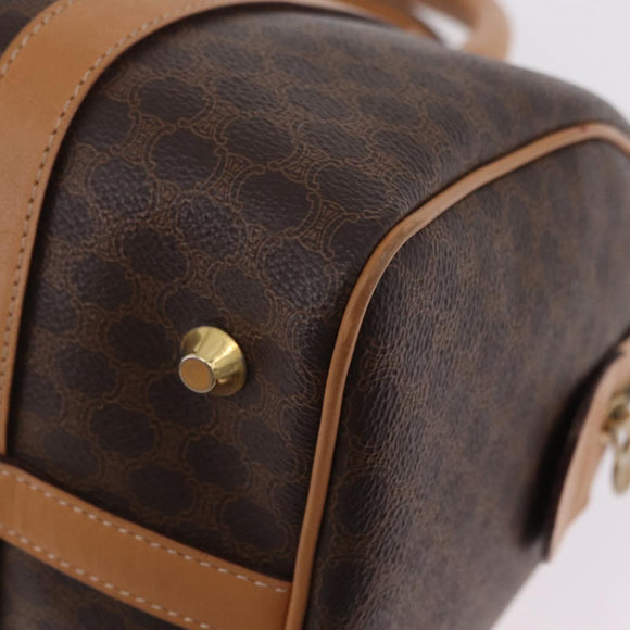 CELINE Macadam Canvas Hand Bag PVC Leather Brown Gold Auth 205250V