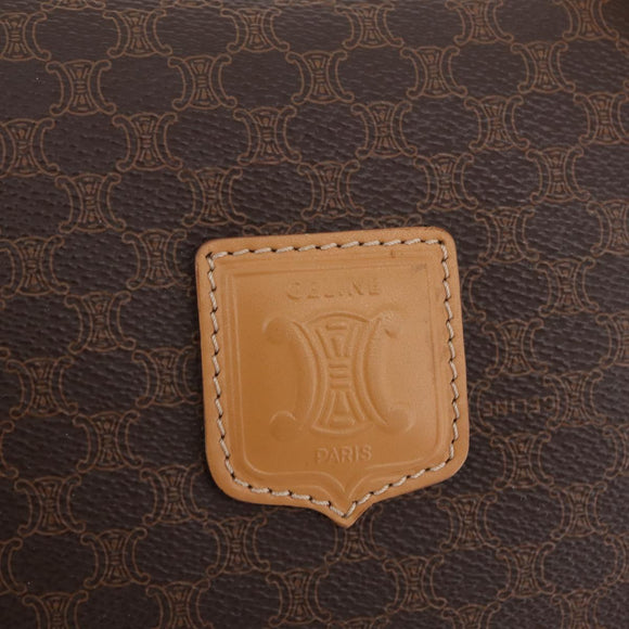 CELINE Macadam Canvas Hand Bag PVC Leather Brown Gold Auth 205250V