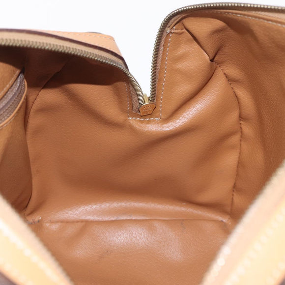 CELINE Macadam Canvas Hand Bag PVC Leather Brown Gold Auth 205250V