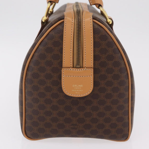 CELINE Macadam Canvas Hand Bag PVC Leather Brown Gold Auth 205250V