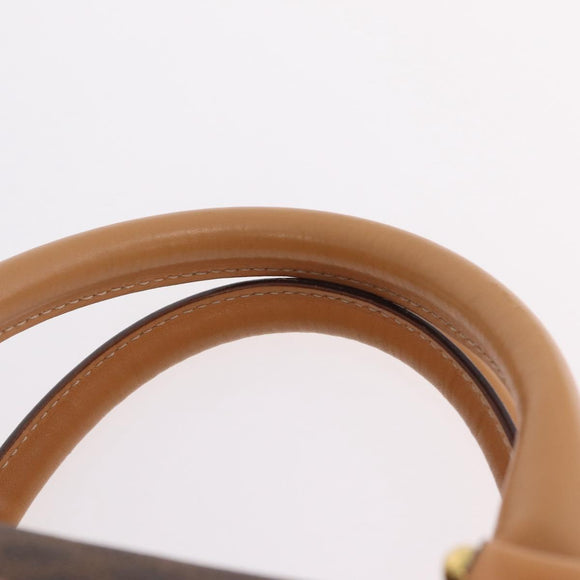 CELINE Macadam Canvas Hand Bag PVC Leather Brown Gold Auth 205250V