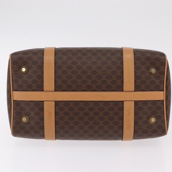 CELINE Macadam Canvas Hand Bag PVC Leather Brown Gold Auth 205250V