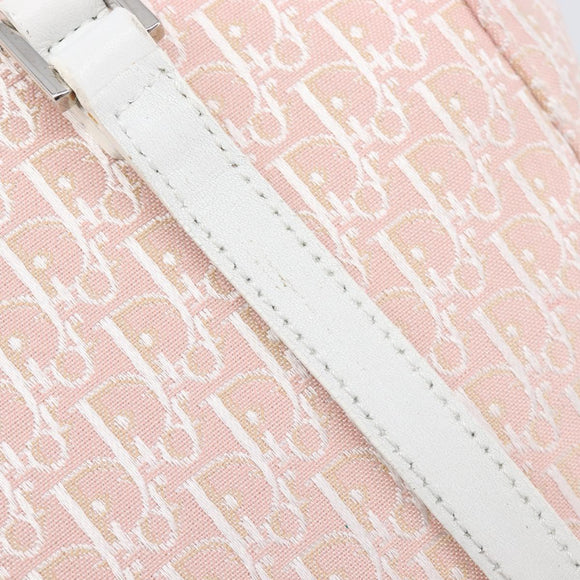 Christian Dior Trotter Canvas Tote Bag Pink Silver Auth 205251V