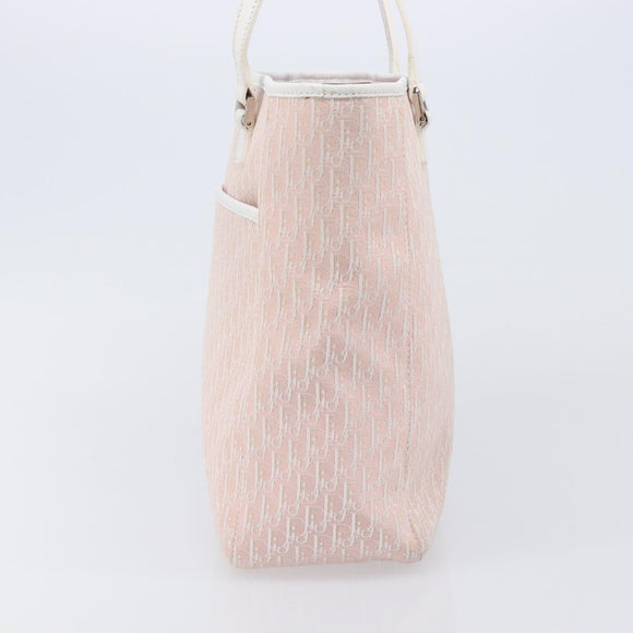 Christian Dior Trotter Canvas Tote Bag Pink Silver Auth 205251V