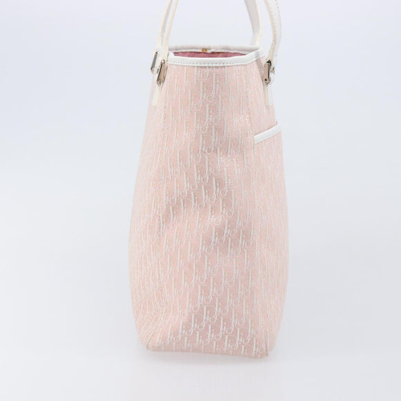 Christian Dior Trotter Canvas Tote Bag Pink Silver Auth 205251V