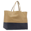 CELINE Horizontal Cabas Tote Bag Leather Beige Gold Auth 205254-1