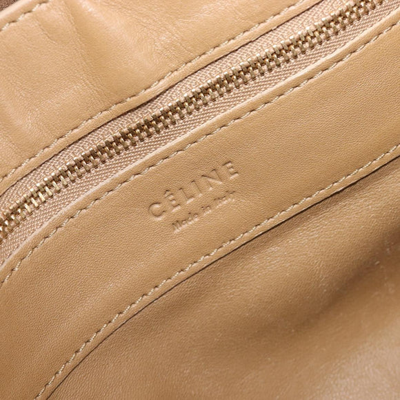 CELINE Horizontal Cabas Tote Bag Leather Beige Gold Auth 205254