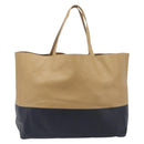 CELINE Horizontal Cabas Tote Bag Leather Beige Gold Auth 205254-2