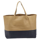 CELINE Horizontal Cabas Tote Bag Leather Beige Gold Auth 205254-3