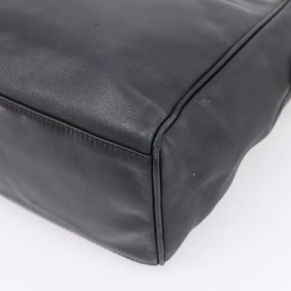 Christian Dior Hand Bag Leather Black Gold Auth 205255A
