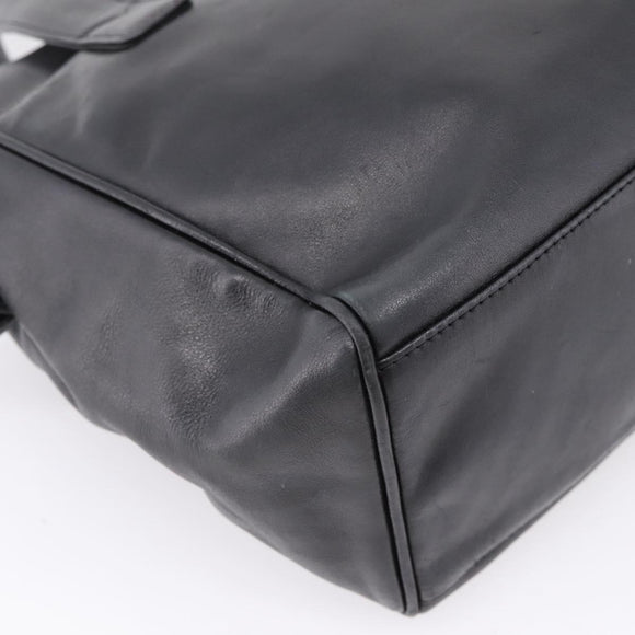 Christian Dior Hand Bag Leather Black Gold Auth 205255A