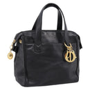 Christian Dior Hand Bag Leather Black Gold Auth 205255A-1