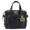 Christian Dior Hand Bag Leather Black Gold Auth 205255A-13