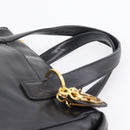 Christian Dior Hand Bag Leather Black Gold Auth 205255A-8