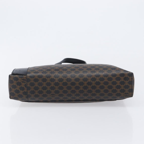 CELINE Macadam Canvas Hand Bag PVC Leather Black Gold Auth 205256V