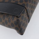 CELINE Macadam Canvas Hand Bag PVC Leather Black Gold Auth 205256V-15