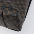 CELINE Macadam Canvas Hand Bag PVC Leather Black Gold Auth 205256V-16