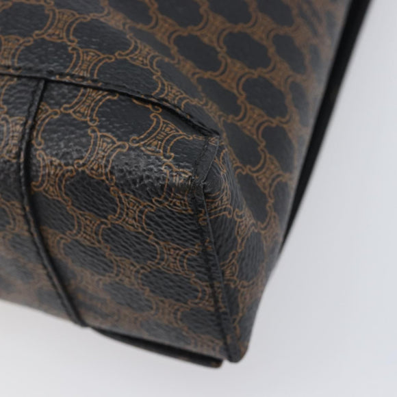 CELINE Macadam Canvas Hand Bag PVC Leather Black Gold Auth 205256V