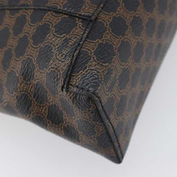 CELINE Macadam Canvas Hand Bag PVC Leather Black Gold Auth 205256V
