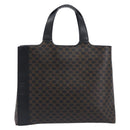 CELINE Macadam Canvas Hand Bag PVC Leather Black Gold Auth 205256V-13