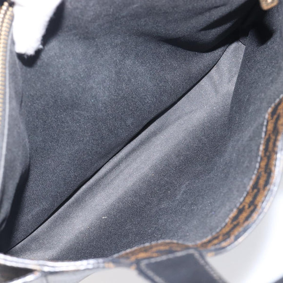 CELINE Macadam Canvas Hand Bag PVC Leather Black Gold Auth 205256V