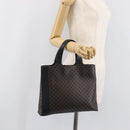 CELINE Macadam Canvas Hand Bag PVC Leather Black Gold Auth 205256V-24