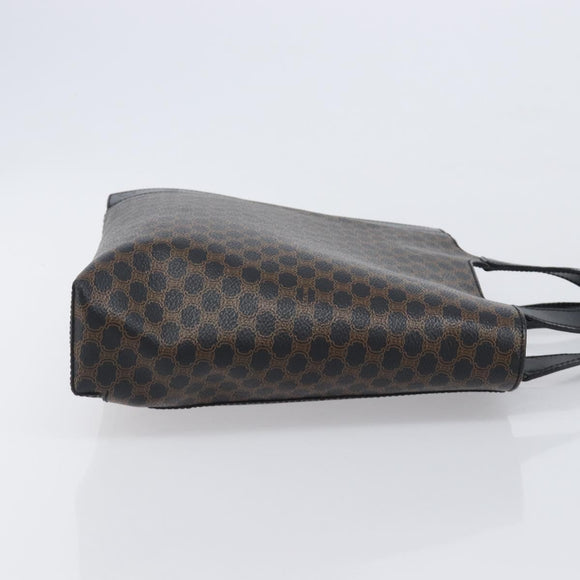 CELINE Macadam Canvas Hand Bag PVC Leather Black Gold Auth 205256V