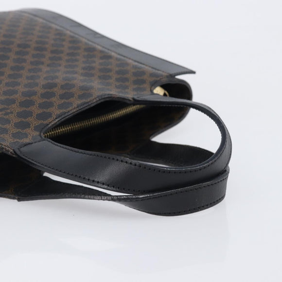 CELINE Macadam Canvas Hand Bag PVC Leather Black Gold Auth 205256V