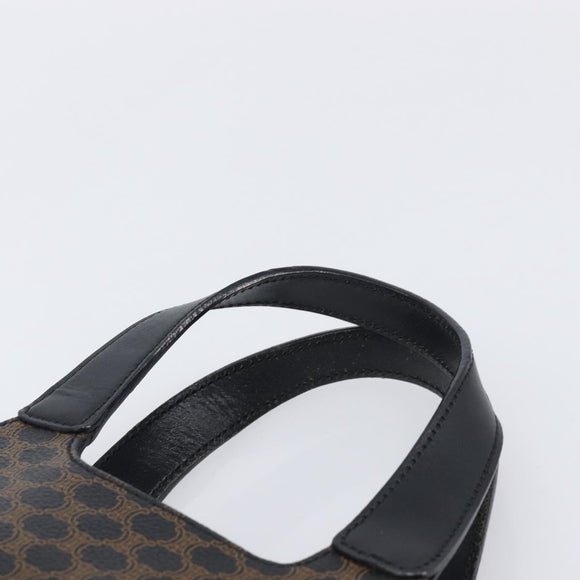 CELINE Macadam Canvas Hand Bag PVC Leather Black Gold Auth 205256V