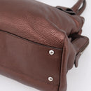 Salvatore Ferragamo Gancini Hand Bag Leather Brown Silver Auth 205257V-9