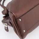 Salvatore Ferragamo Gancini Hand Bag Leather Brown Silver Auth 205257V-14