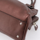 Salvatore Ferragamo Gancini Hand Bag Leather Brown Silver Auth 205257V-15