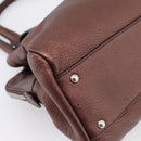 Salvatore Ferragamo Gancini Hand Bag Leather Brown Silver Auth 205257V-16