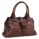Salvatore Ferragamo Gancini Hand Bag Leather Brown Silver Auth 205257V-1