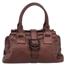 Salvatore Ferragamo Gancini Hand Bag Leather Brown Silver Auth 205257V-13