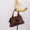 Salvatore Ferragamo Gancini Hand Bag Leather Brown Silver Auth 205257V-26