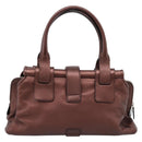 Salvatore Ferragamo Gancini Hand Bag Leather Brown Silver Auth 205257V-2