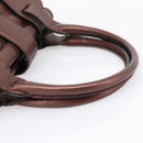 Salvatore Ferragamo Gancini Hand Bag Leather Brown Silver Auth 205257V-7
