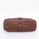 Salvatore Ferragamo Gancini Hand Bag Leather Brown Silver Auth 205257V-5