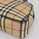 BURBERRY Nova Check Hand Bag PVC Beige Silver Auth 205260A-14