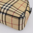 BURBERRY Nova Check Hand Bag PVC Beige Silver Auth 205260A-16